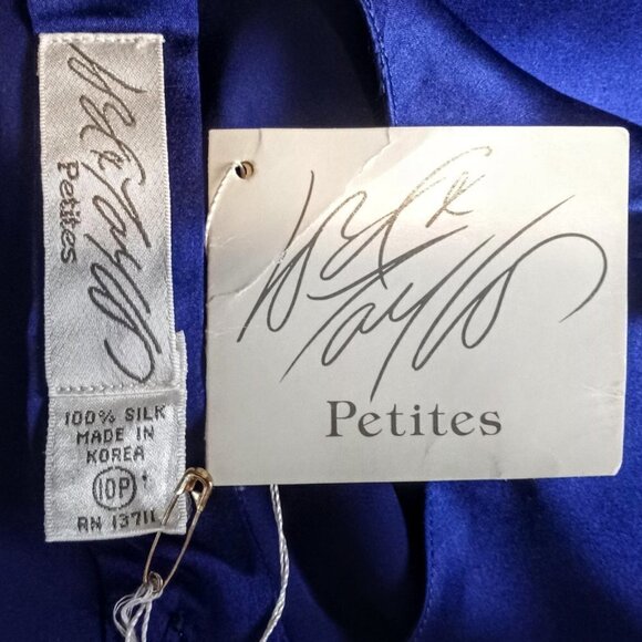 Lord & Taylor Navy Silk Dolman Sleeve LS Blouse - Picture 3 of 9